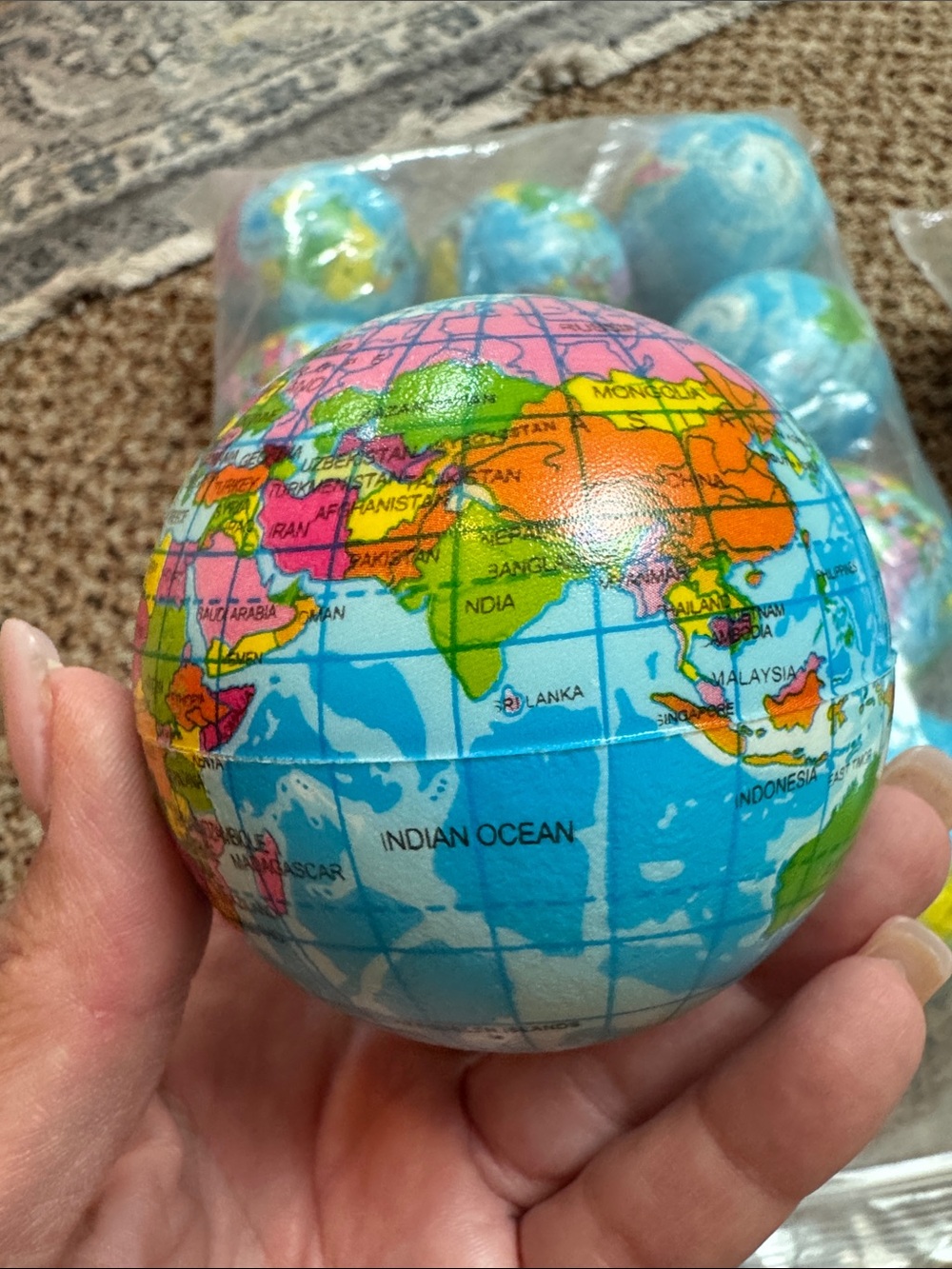 Set of Mini World Globe Stress Balls - Blue 24 balls - Picture 3 of 5
